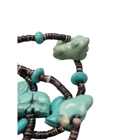 Antique Turquoise Carved Animal Stations Heshi Necklace Multistrand 24" Detailed - Picture 15 of 16